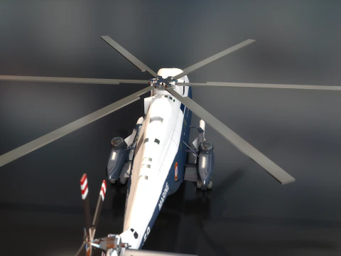 Super Frelon Marine Amphibian Helicopter 3D Model