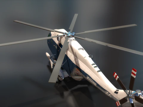 Super Frelon Marine Amphibian Helicopter 3D Model