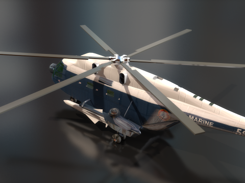 Super Frelon mariene amfibiehelikopter 3D Model
