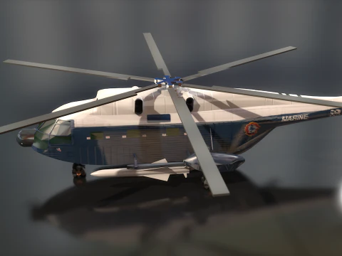 Super Frelon Marine Amphibian Helicopter 3D Model