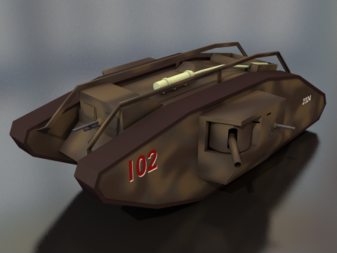 Char Mark V m&acirc;le Arm&eacute;e britannique Militaire Modèle 3D