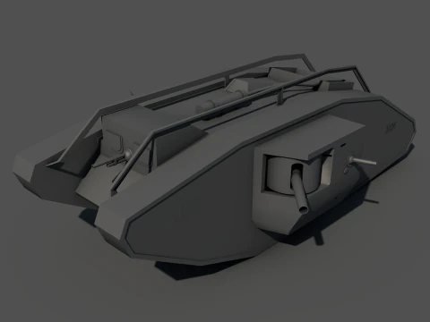 Male Mark V Tank British Army Military 3D Model