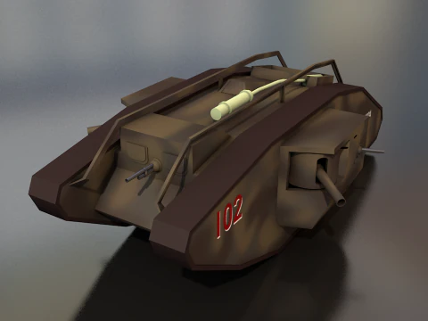 Male Mark V Tank British Army Military 3D Model