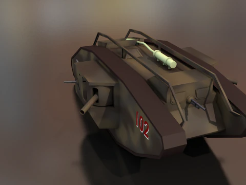 Male Mark V Tank British Army Military 3D Model