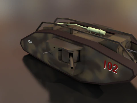 Male Mark V Tank British Army Military 3D Model