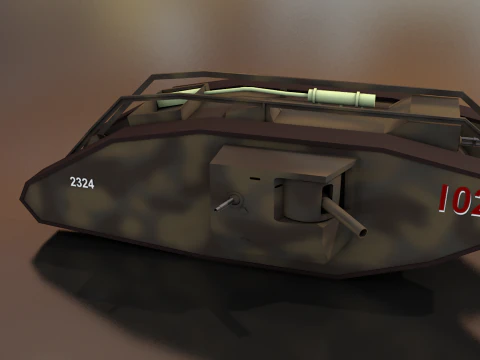 Male Mark V Tank British Army Military 3D Model