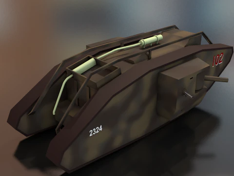 Male Mark V Tank British Army Military 3D Model