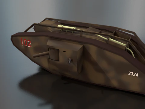 Male Mark V Tank British Army Military 3D Model