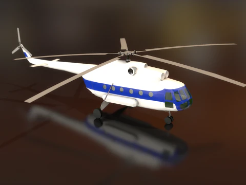 Russian Transport Helicopter Mil MI-8 3D Model