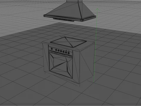 Retro Stove Oven Cooker Hood Set 3D Model