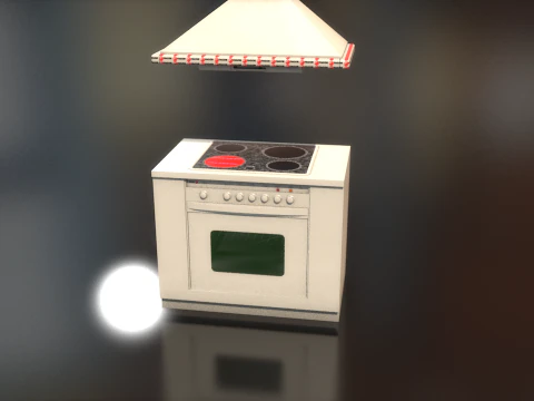Retro Stove Oven Cooker Hood Set 3D Model