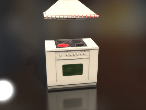 Retro Stove Oven Cooker Hood Set 3D Model