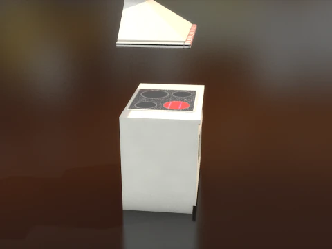 Retro Stove Oven Cooker Hood Set 3D Model