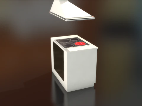 Retro Stove Oven Cooker Hood Set 3D Model