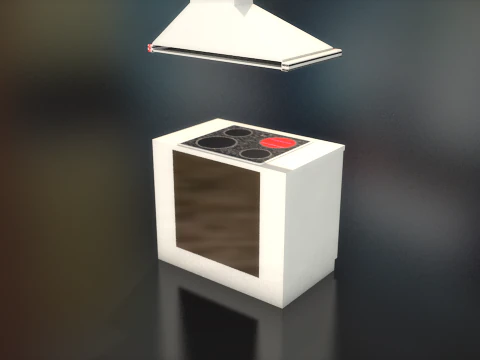 Retro Stove Oven Cooker Hood Set 3D Model