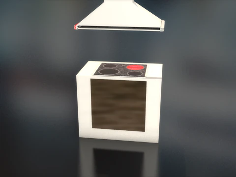 Retro Stove Oven Cooker Hood Set 3D Model