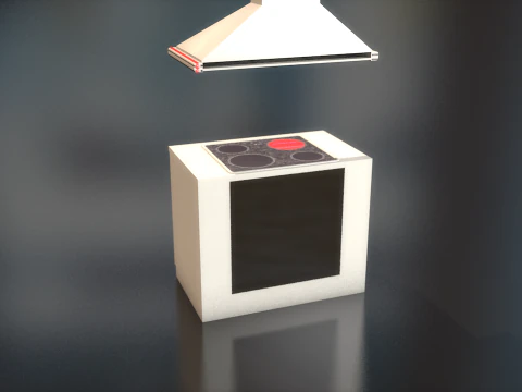 Retro Stove Oven Cooker Hood Set 3D Model