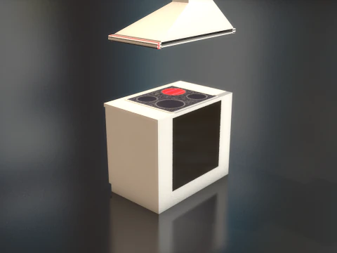 Retro Stove Oven Cooker Hood Set 3D Model