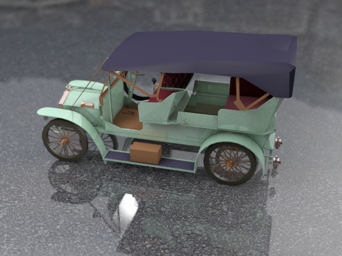 Carro antigo de luxo, &ocirc;nibus do s&eacute;culo XX Modelo 3D