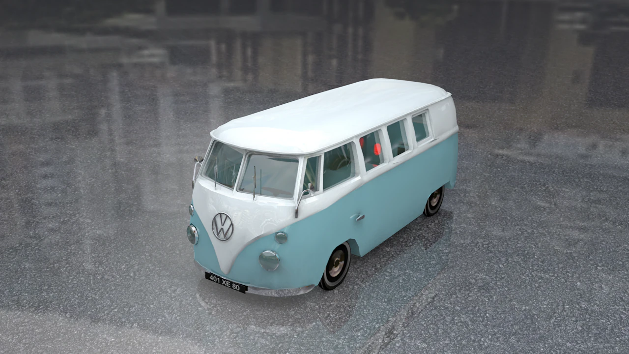 Volkswagen Type 2 Kombi Lowpoly 3D Model .c4d .max .obj .3ds .fbx .stl .blend 