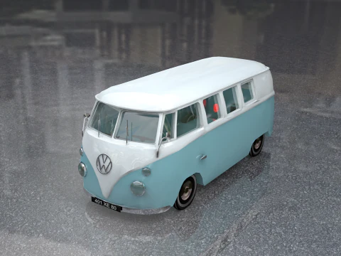 Volkswagen Type 2 Kombi Lowpoly 3D Model