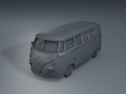 Volkswagen Tipe 2 Kombi Lowpoly Model 3D