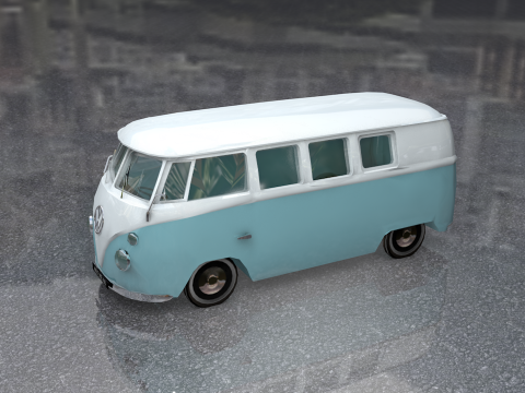 Volkswagen Tipe 2 Kombi Lowpoly Model 3D