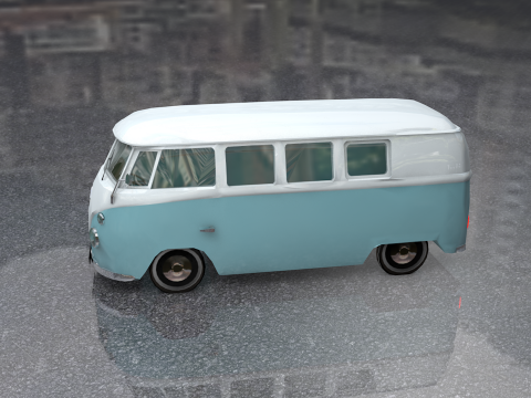 Volkswagen Tipe 2 Kombi Lowpoly Model 3D