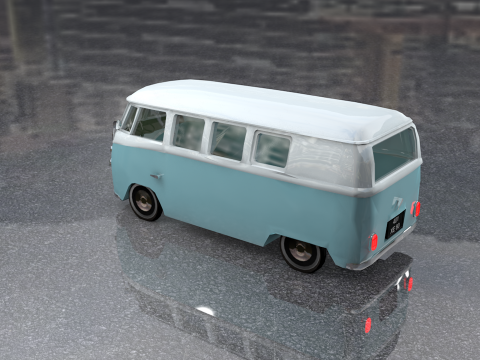 Volkswagen Tipe 2 Kombi Lowpoly Model 3D