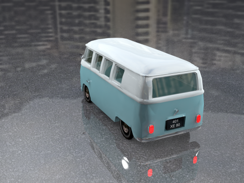 Volkswagen Tipe 2 Kombi Lowpoly Model 3D