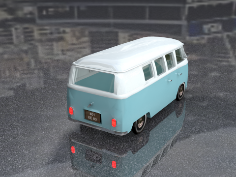 Volkswagen Tipe 2 Kombi Lowpoly Model 3D
