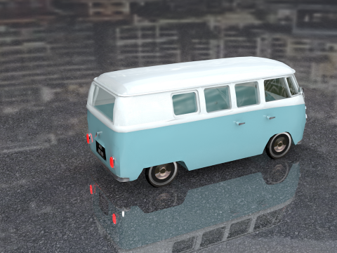 Volkswagen Tipe 2 Kombi Lowpoly Model 3D