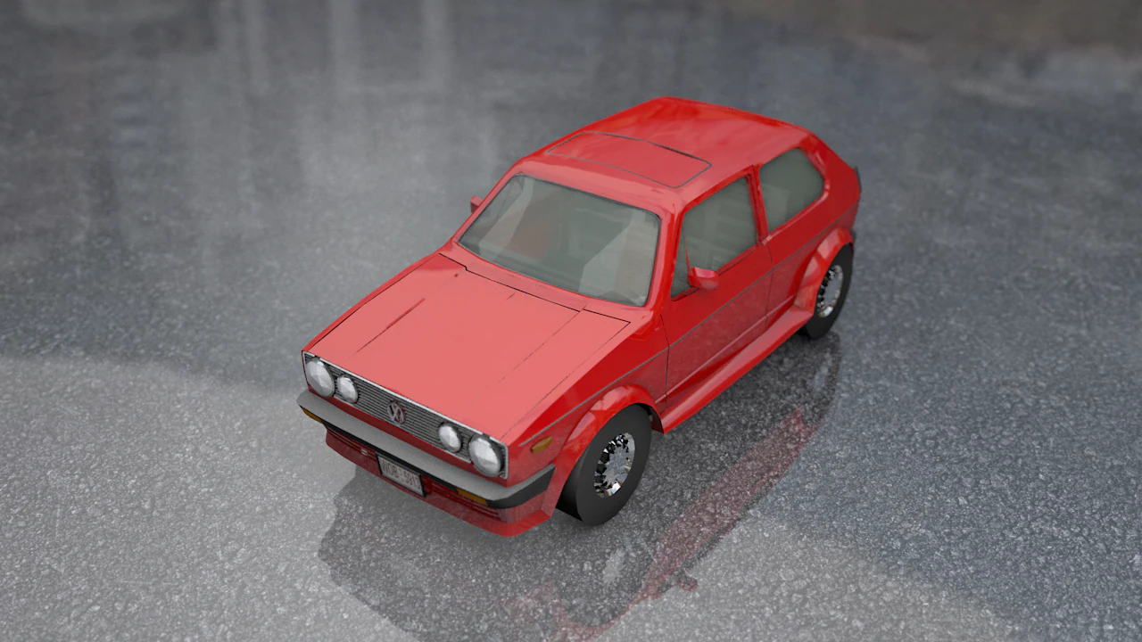 Volkswagen Golf Old Model Lowpoly 3D Model .c4d .max .obj .3ds .fbx .stl .blend