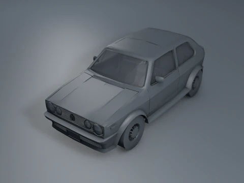 Volkswagen Golf Old Model Lowpoly 3D Model