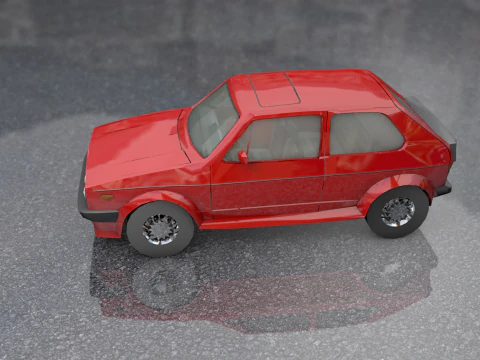 Volkswagen Golf Old Model Lowpoly 3D Model