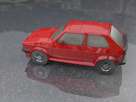 Volkswagen Golf Old Model Lowpoly 3D Model