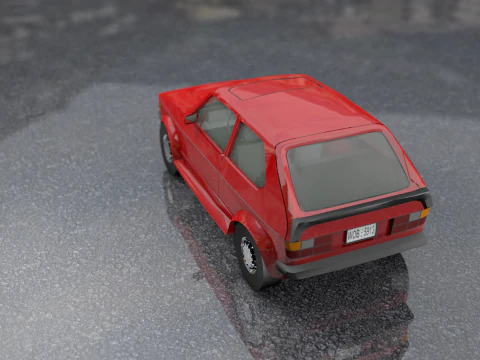 Volkswagen Golf Old Model Lowpoly 3D Model