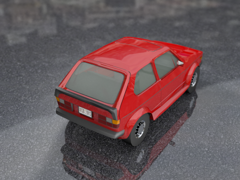 Volkswagen Golf Old Model Lowpoly 3D Model