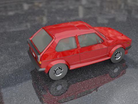 Volkswagen Golf Old Model Lowpoly 3D Model