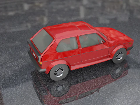 Volkswagen Golf Old Model Lowpoly 3D Model