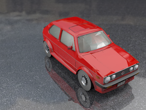 Volkswagen Golf Old Model Lowpoly 3D Model