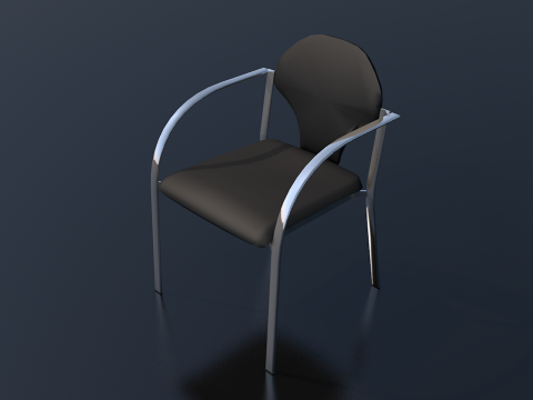 Kursi Kantor Kulit Gelap Model 3D