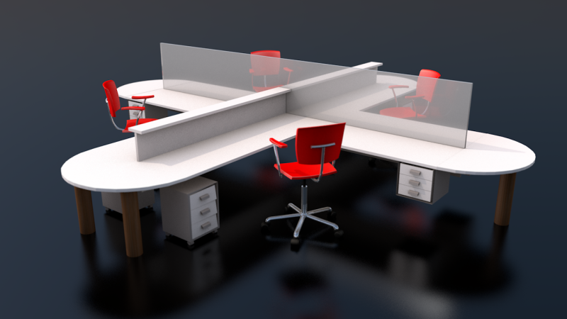Work Station Startup Office Division Complete Set 3D Model .c4d .max .obj .3ds .fbx .stl .blend 