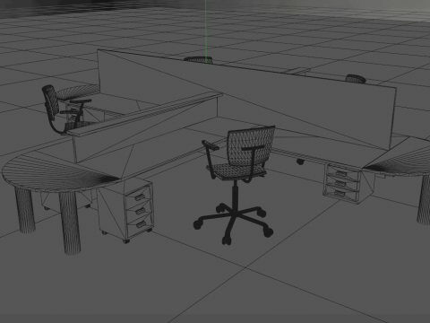 Work Station Startup Office Division Complete Set 3D Model