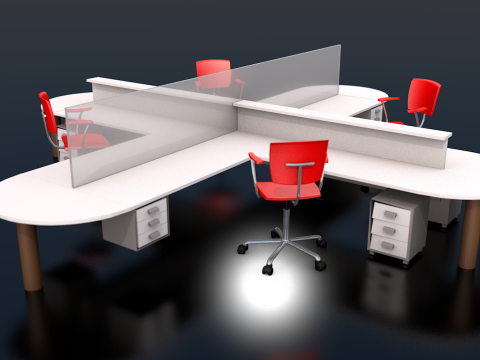 Work Station Startup Office Division Complete Set 3D Model