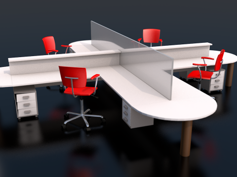 Work Station Startup Office Division Complete Set 3D Model