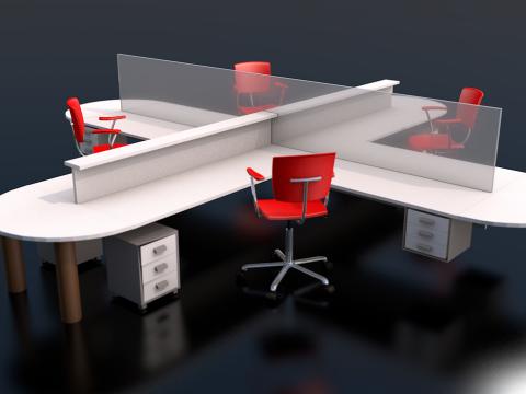 Work Station Startup Office Division Complete Set 3D Model