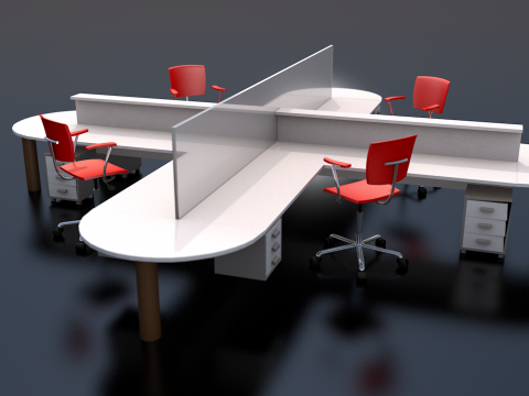 Work Station Startup Office Division Complete Set 3D Model