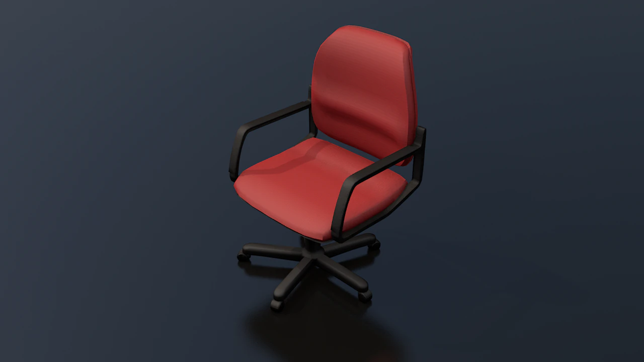 Red Typist Office Chair 3D Model .c4d .max .obj .3ds .fbx .stl .blend