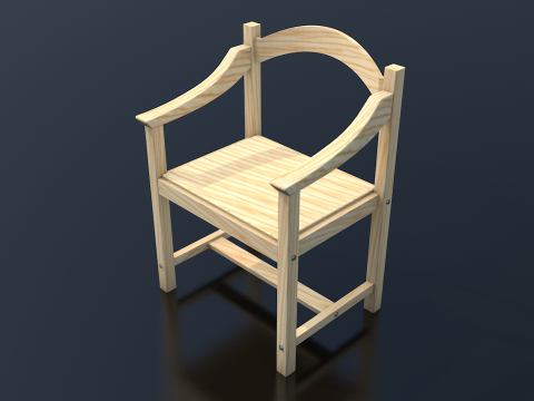 Light Wood Chair Clean Decor 3D Model